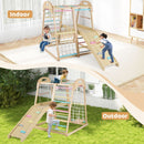 Wooden Indoor Jungle Gym with Extended Slide and Swing – Colourful