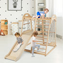 Wooden Indoor Jungle Gym with Extended Slide and Swing – Natural