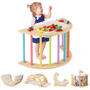 Wooden Climbing Arch with Cushion and Storage Bin – Colourful