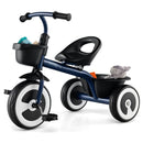 Toddler Tricycle with Adjustable Seat and Two Baskets – Navy