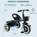 Toddler Tricycle with Adjustable Seat and Two Baskets – Navy