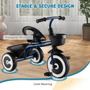 Toddler Tricycle with Adjustable Seat and Two Baskets – Navy