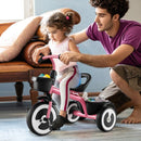 Toddler Tricycle with Adjustable Seat and Two Baskets – Pink