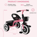Toddler Tricycle with Adjustable Seat and Two Baskets – Pink