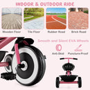 Toddler Tricycle with Adjustable Seat and Two Baskets – Pink