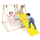 Wooden Jungle Gym with Swing and Resting Platform – Multicolour