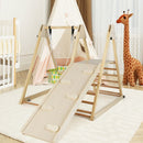 Wooden Jungle Gym with Swing and Resting Platform – Natural