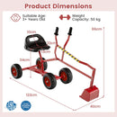 Kids Four-Wheel Sand Digger with Swivel Seat – Red
