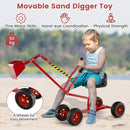 Kids Four-Wheel Sand Digger with Swivel Seat – Red