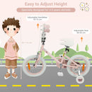 Kids Training Bike with Adjustable Handlebar and Seat – Pink / 14 inches