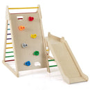 Wooden Jungle Gym with Extended Slide and Climbing Panel – Colourful