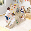 Wooden Jungle Gym with Extended Slide and Climbing Panel – Colourful