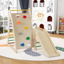 Wooden Jungle Gym with Extended Slide and Climbing Panel – Colourful