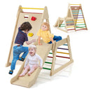 Wooden Jungle Gym with Extended Slide and Climbing Panel – Colourful