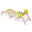 Frog Wooden Climbing Set with Puzzle Blocks and Toy Cars – Colourful