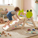 Frog Wooden Climbing Set with Puzzle Blocks and Toy Cars – Colourful
