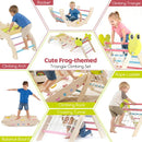 Frog Wooden Climbing Set with Puzzle Blocks and Toy Cars – Colourful