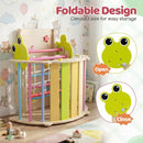 Frog Wooden Climbing Set with Puzzle Blocks and Toy Cars – Colourful