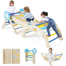 Wooden Triangle Climber Set with Arch and Eight Blocks – Macaron