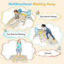 Wooden Triangle Climber Set with Arch and Eight Blocks – Macaron