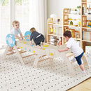 Wooden Triangle Climber Set with Arch and Eight Blocks – Natural