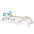 Foldable Wooden Climbing Set with Puzzle Blocks and Toy Cars – White