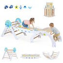 Foldable Wooden Climbing Set with Puzzle Blocks and Toy Cars – White