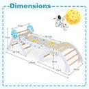 Foldable Wooden Climbing Set with Puzzle Blocks and Toy Cars – White