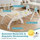 Foldable Wooden Climbing Set with Puzzle Blocks and Toy Cars – White