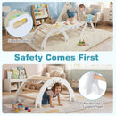 Foldable Wooden Climbing Set with Puzzle Blocks and Toy Cars – White