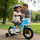 Kids Bicycle with Dual Brakes and Training Wheels – Blue / 12 inches