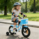 Kids Bicycle with Dual Brakes and Training Wheels – Blue / 12 inches