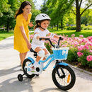 Kids Bicycle with Dual Brakes and Training Wheels – Blue / 14 inches