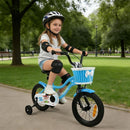 Kids Bicycle with Dual Brakes and Training Wheels – Blue / 14 inches