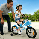 Kids Bicycle with Dual Brakes and Training Wheels – Blue / 16 inches