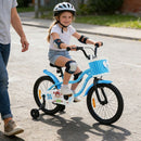 Kids Bicycle with Dual Brakes and Training Wheels – Blue / 18 inches