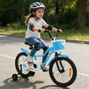 Kids Bicycle with Dual Brakes and Training Wheels – Blue / 18 inches