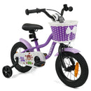 Kids Bicycle with Dual Brakes and Training Wheels – Purple / 12 inches