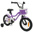 Kids Bicycle with Dual Brakes and Training Wheels – Purple / 14 inches