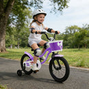 Kids Bicycle with Dual Brakes and Training Wheels – Purple / 16 inches