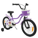 Kids Bicycle with Dual Brakes and Training Wheels – Purple / 18 inches