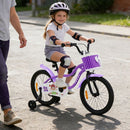 Kids Bicycle with Dual Brakes and Training Wheels – Purple / 18 inches