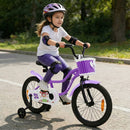 Kids Bicycle with Dual Brakes and Training Wheels – Purple / 18 inches