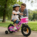 Kids Bicycle with Dual Brakes and Training Wheels – Rose / 12 inches