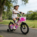 Kids Bicycle with Dual Brakes and Training Wheels – Rose / 16 inches