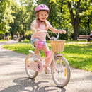 Pink Kids Bike with Woven Basket and Training Wheels – Pink / 18 inches
