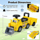 Kids Ride-On Excavator with Detachable Trailer – Yellow