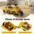 Kids Ride-On Excavator with Detachable Trailer – Yellow