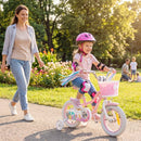 Mermaid Kids Bike with Basket and Streamers – Pink / 12 inches