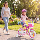 Mermaid Kids Bike with Basket and Streamers – Rose / 12 inches